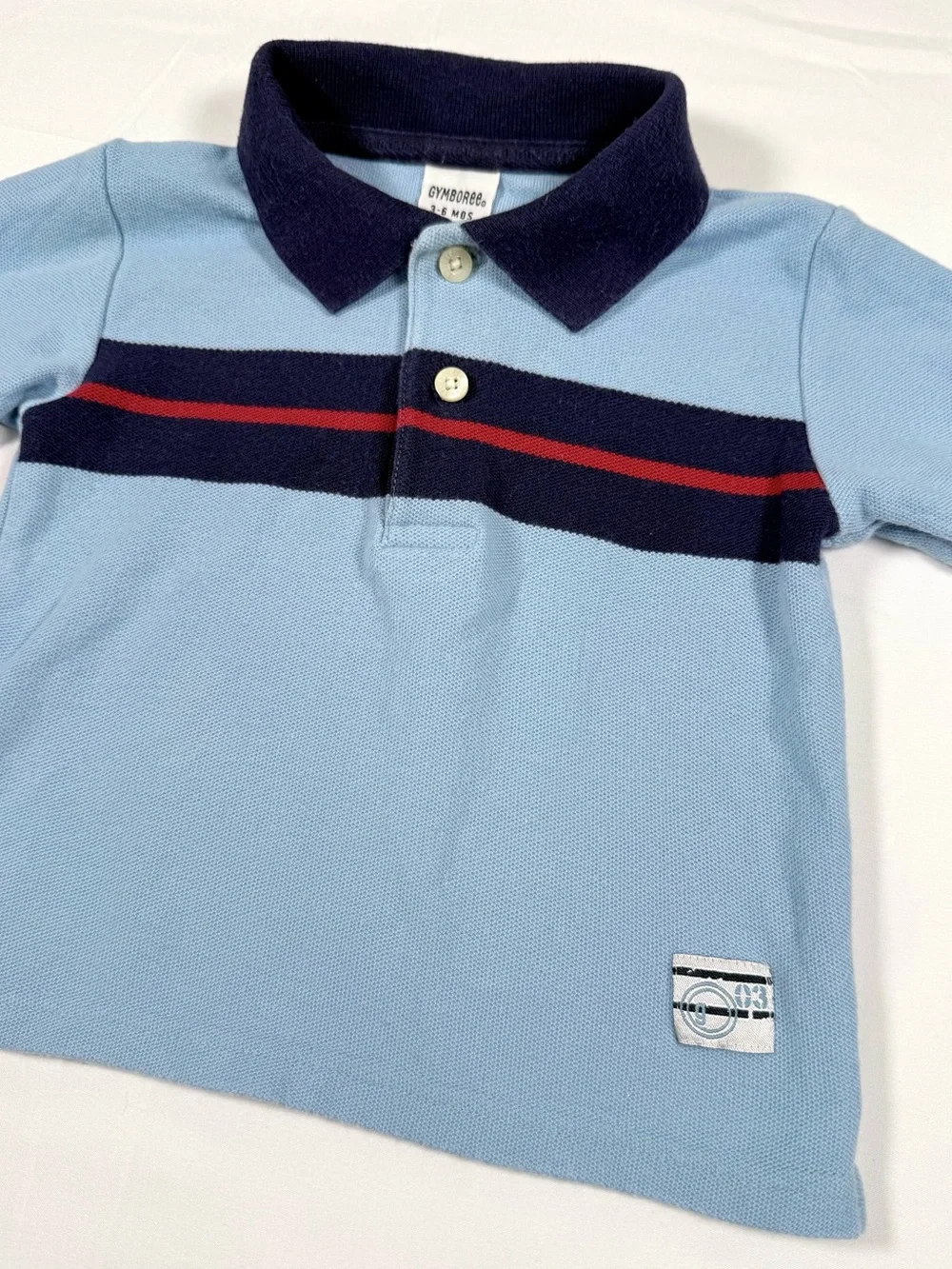 VINTAGE GYMBOREE Boys Polo Shirt 3-6m 2002 Y2K Preppy Striped Classic Nautical
